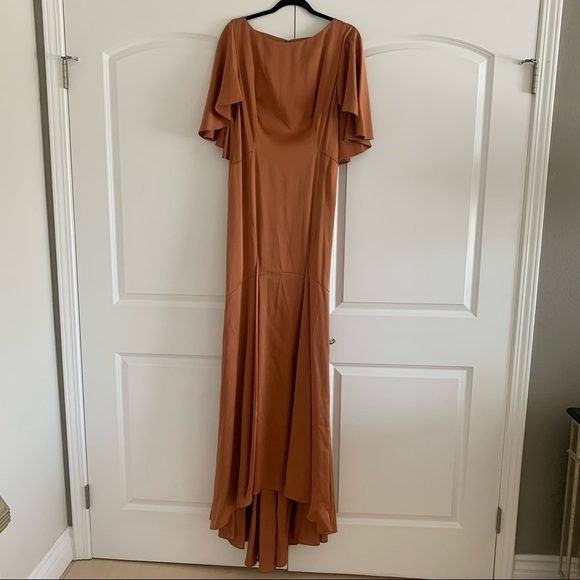 Zac Posen Open Back Evening Gown SZ 12 NWOT Copper Caramel Mermaid Flutter - Picture 3 of 11